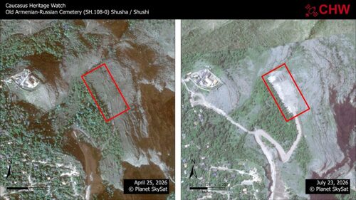 Activists reported the destruction of an Armenian-Russian cemetery in Karabakh.