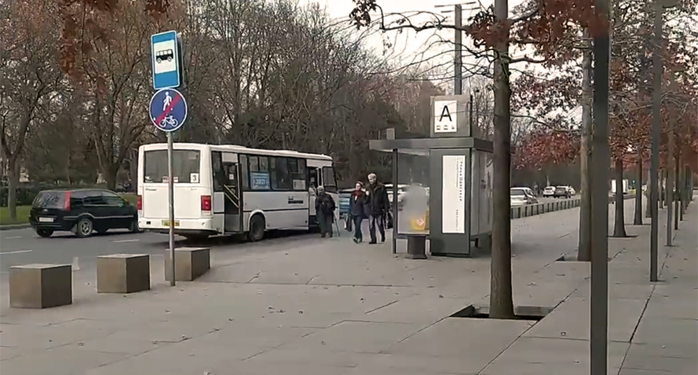 A small capacity bus in Krasnodar. Frame from the video https://www.youtube.com/watch?v=zOlVQzv769A