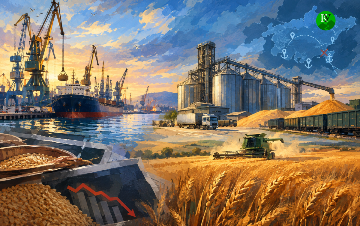 Grain and Ports. Illustration created by the "Caucasian Knot" using AI in the Copilot program