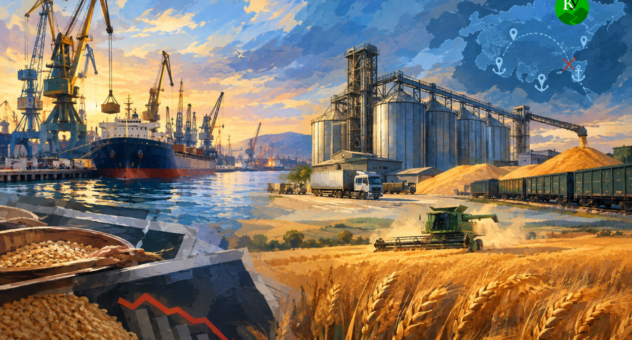 Grain and Ports. Illustration created by the "Caucasian Knot" using AI in the Copilot program Grain and Ports. Illustration created by the "Caucasian Knot" using AI in the Copilot program
