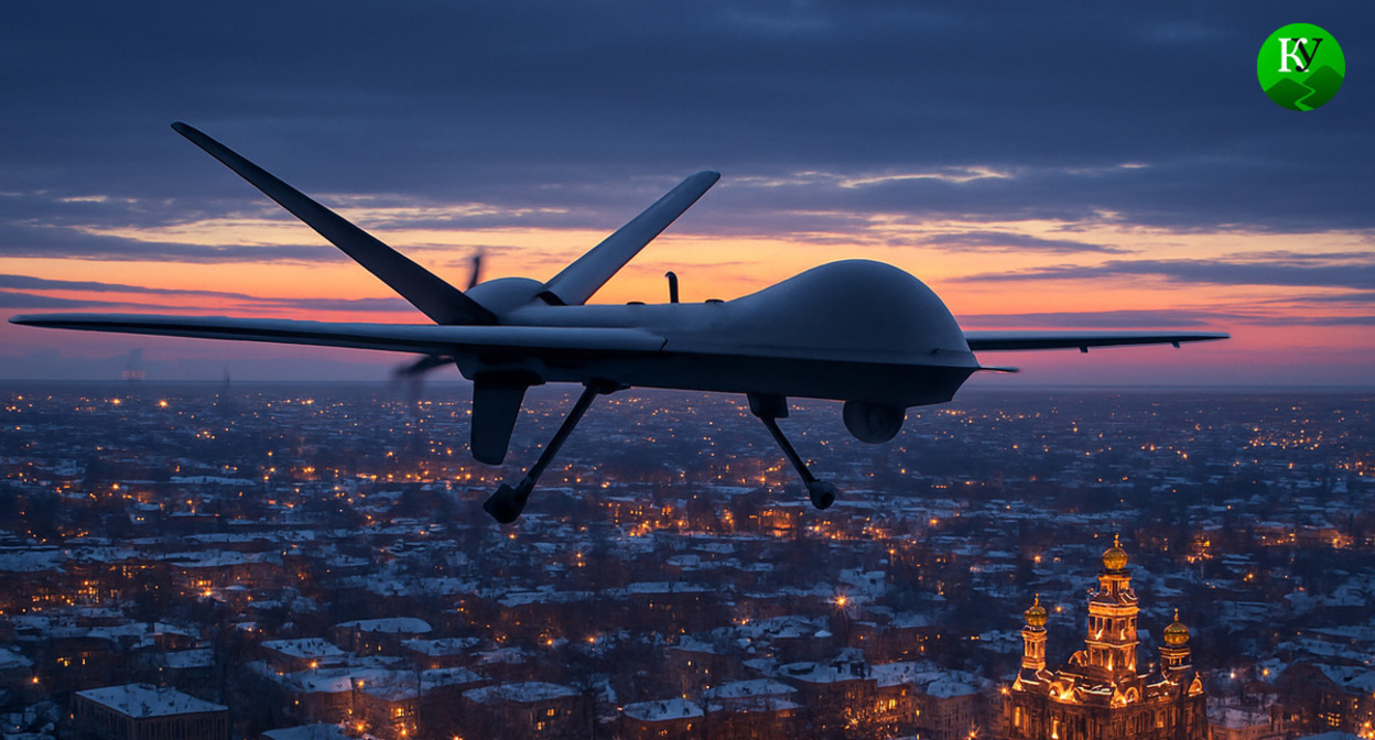 UAV in flight. Illustration created by "Caucasian Knot" using AI in the Copilot program. UAV in flight. Illustration created by "Caucasian Knot" using AI in the Copilot program.