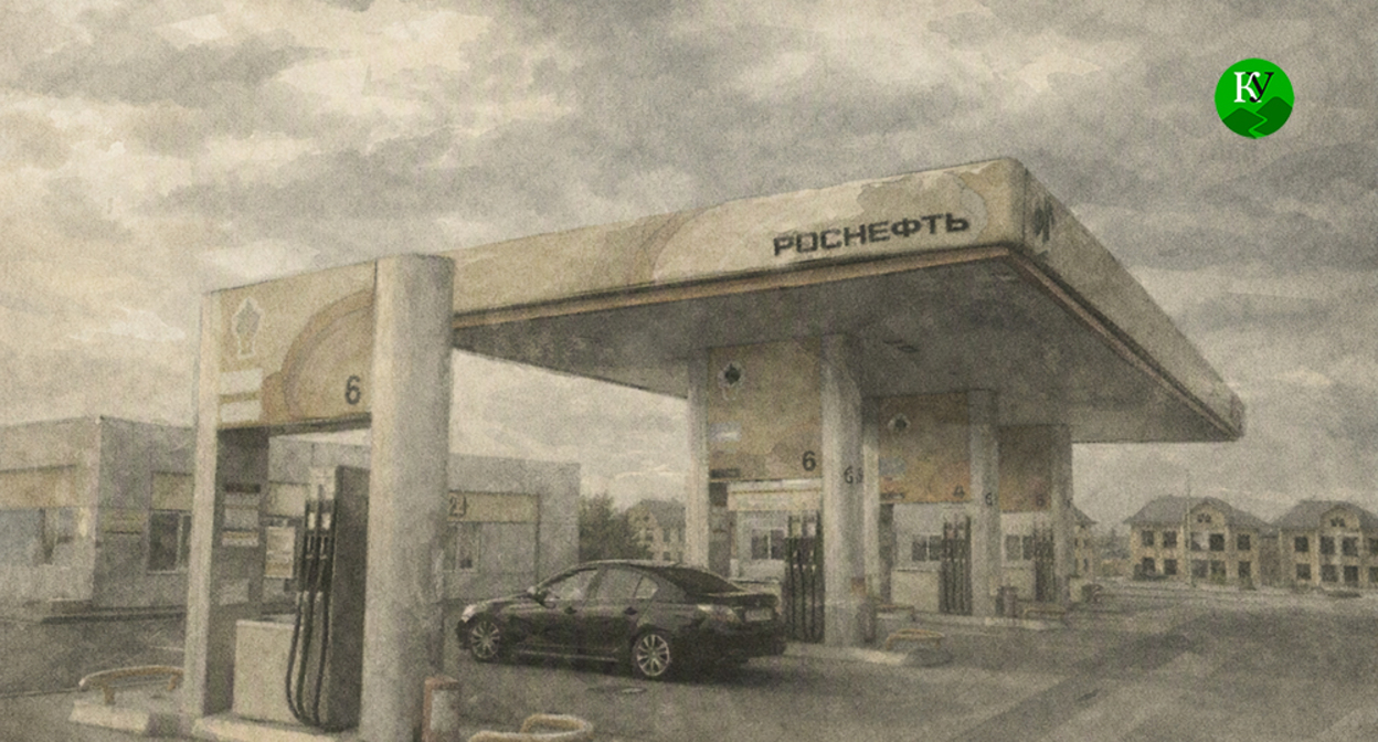 Gas stations. Illustration created by "Caucasian Knot" using AI in the Copilot program.