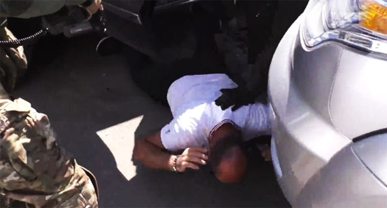 FSB employees detain a suspect. September 14, 2026. Screenshot from FSB Russia video. FSB employees detain a suspect. September 14, 2026. Screenshot from FSB Russia video.