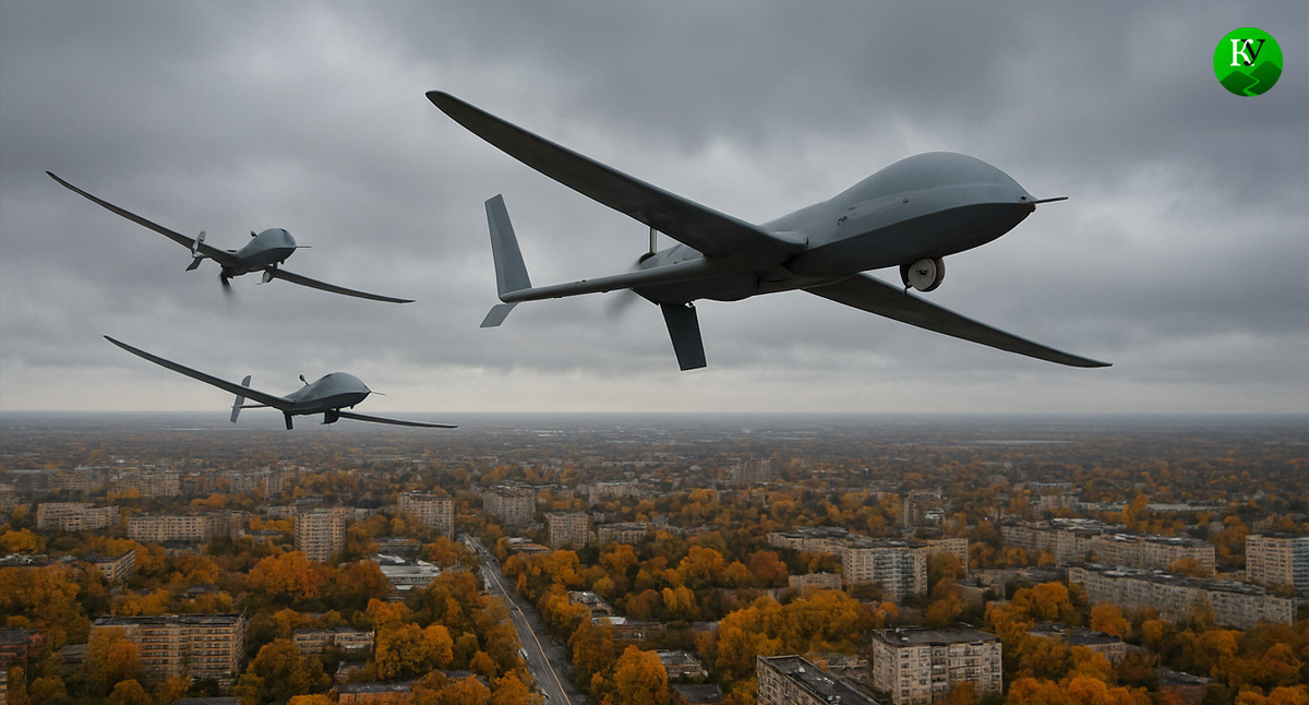 UAVs over the city. Illustration created by the "Caucasian Knot" using AI in the Copilot program. UAVs over the city. Illustration created by the "Caucasian Knot" using AI in the Copilot program.