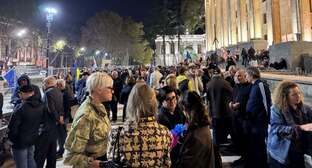 Demonstrators outside the parliament of Georgia. Photo: Giorgi Mumladze / Facebook*