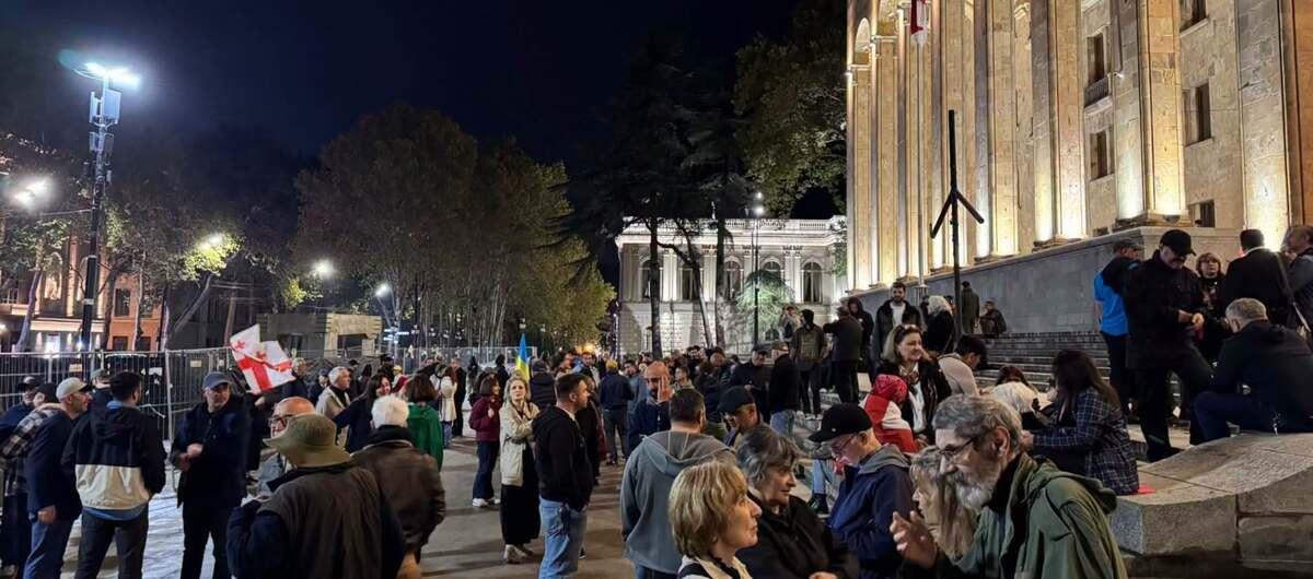 Protesters outside the Parliament. Photo: Giorgi Mumladze / Facebook*