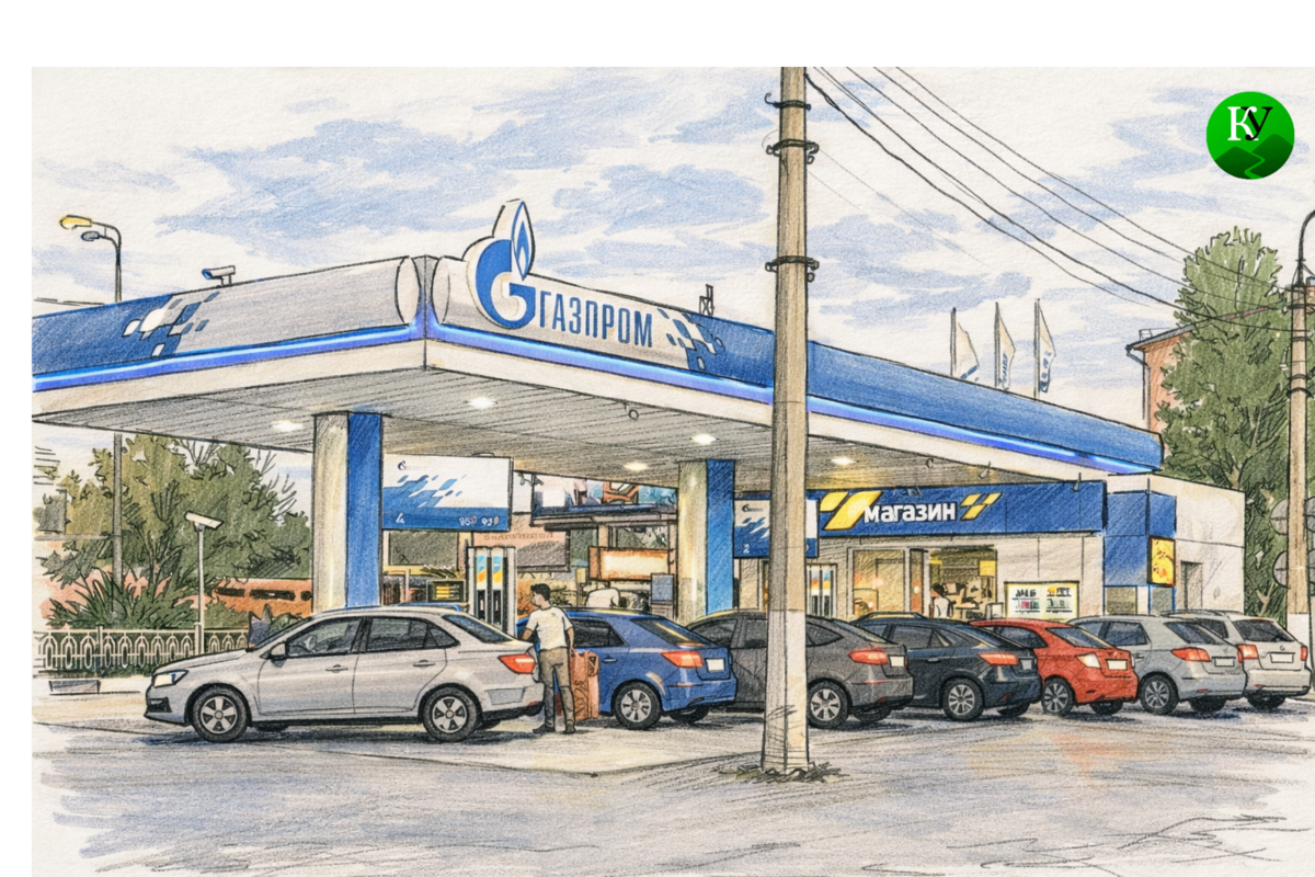 Gas station "Gazprom." Illustration created by "Caucasian Knot" using AI. Gas station "Gazprom." Illustration created by "Caucasian Knot" using AI.