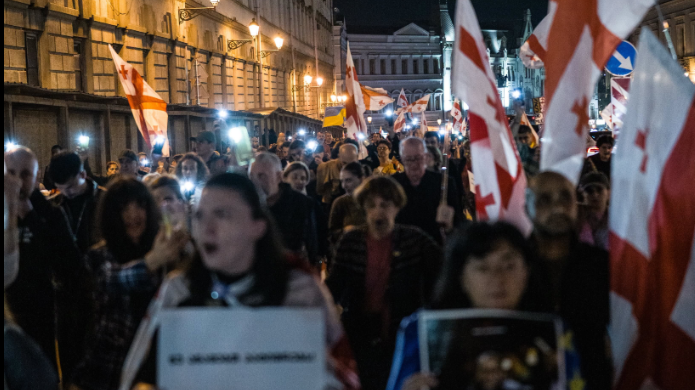 March in Tbilisi 17.10.26. Photo Publika https://www.facebook.com/photo/?fbid=1903792777686930&set=pcb.1903792937686914 (the activities of the Meta company, which owns the social network, are banned in Russia)