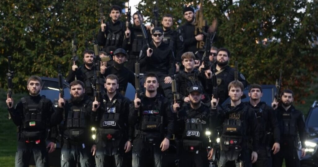 Adam Kadyrov with friends, relatives, and bodyguards. Screenshot of the publication on the page komanda_k13 in Instagram** Adam Kadyrov with friends, relatives, and bodyguards. Screenshot of the publication on the page komanda_k13 in Instagram**