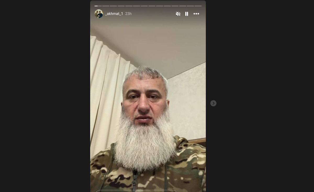 Frame from Zamid Chalaev's video address. Screenshot of the publication on his social media page.