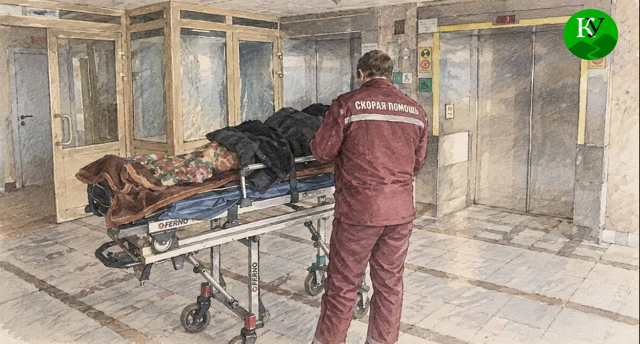 Transportation of a patient on a stretcher. Illustration created by "Caucasian Knot" using AI in the Copilot program. Transportation of a patient on a stretcher. Illustration created by "Caucasian Knot" using AI in the Copilot program.